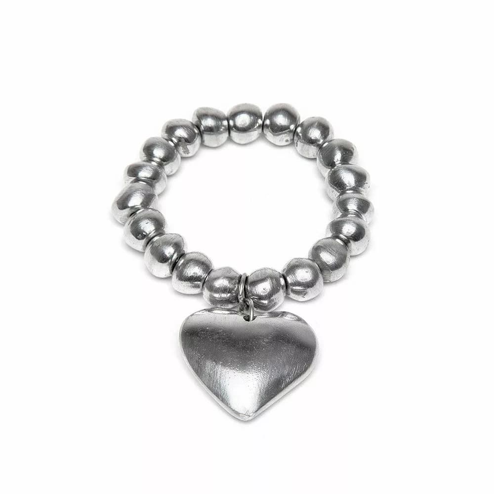 Bracciale elastico sfere grandi e cuore - 1