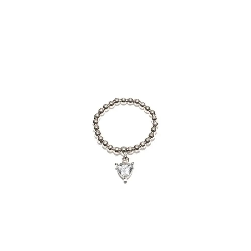 Anello elastico pendente zircone cuore - 1