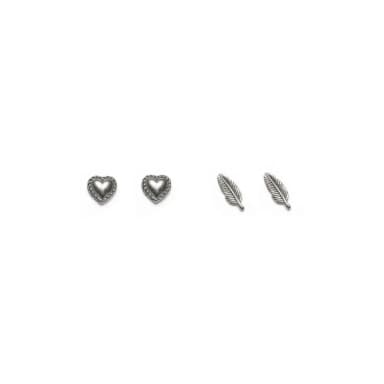 2 paia orecchini cuore/foglia - 1
