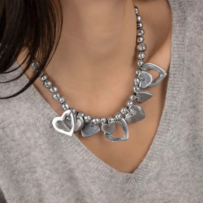 Collana cerchi con multi cuori - 1