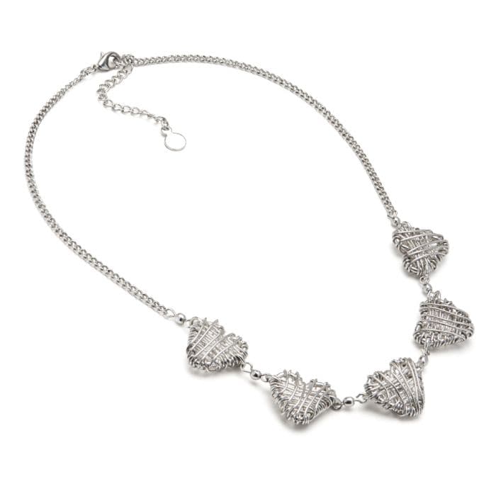 Collana 5 cuori micro filo - 1
