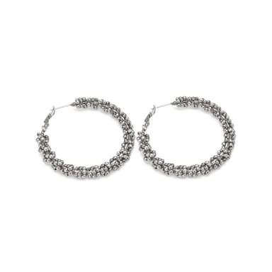 Orecchini cerchio fiori micro sfere - 1