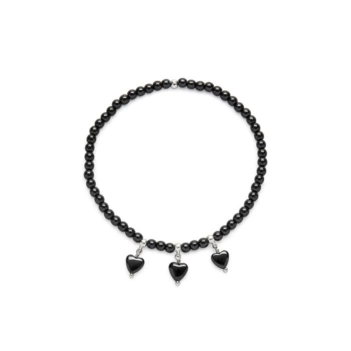 Bracciale elastico 3 cuori pendenti - 1