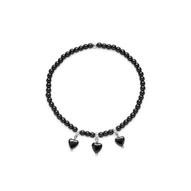 Bracciale elastico 3 cuori pendenti - 1