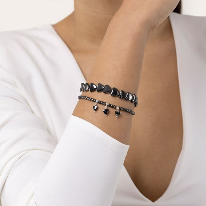 Bracciale elastico 3 cuori pendenti - 2