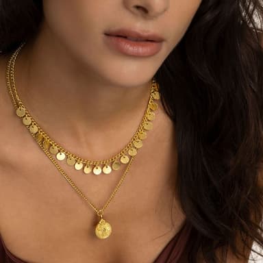 Collana due fili monete/fiore - 2