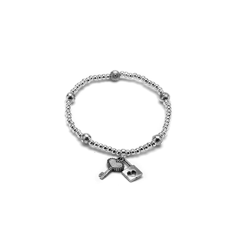 Bracciale pendente chiave e lucchetto