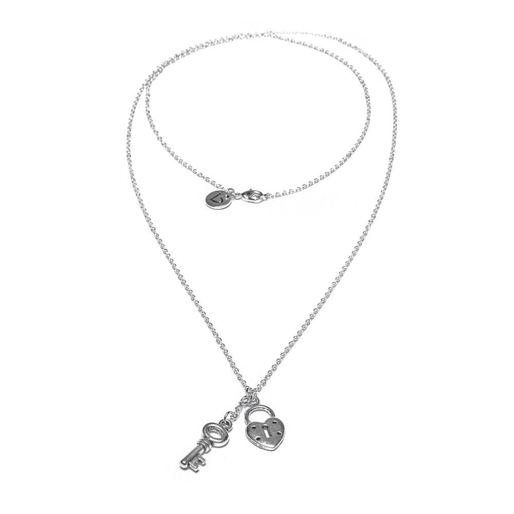 Collana con pendente chiave e lucchetto