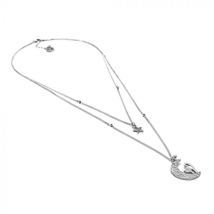 Collana due catene gatto e luna