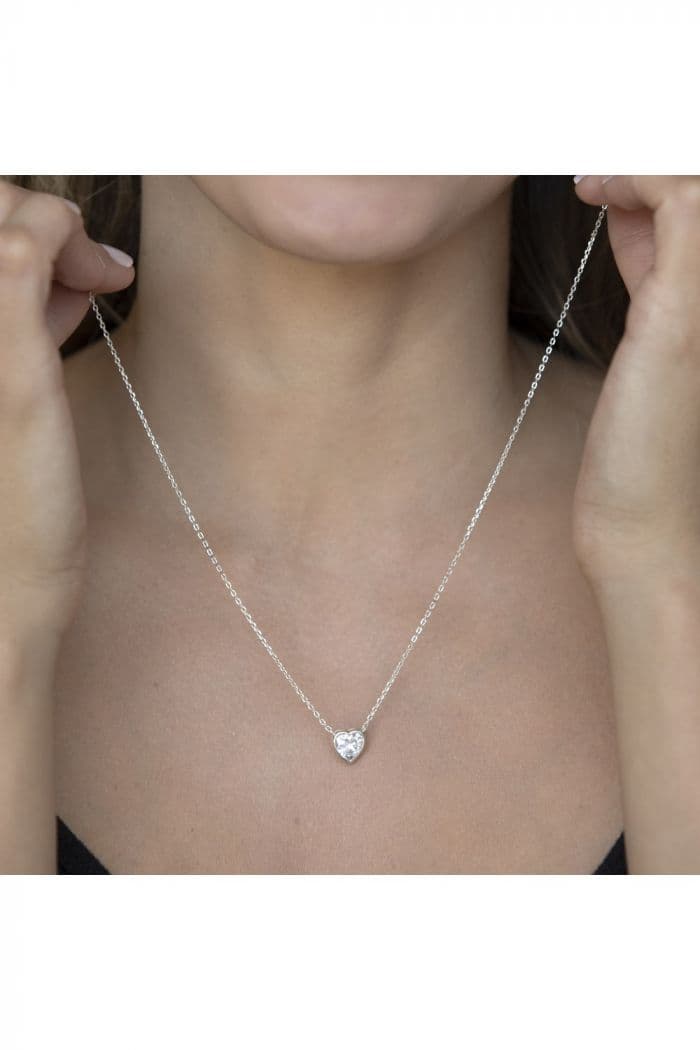 Collana corta solitario cuore - 1
