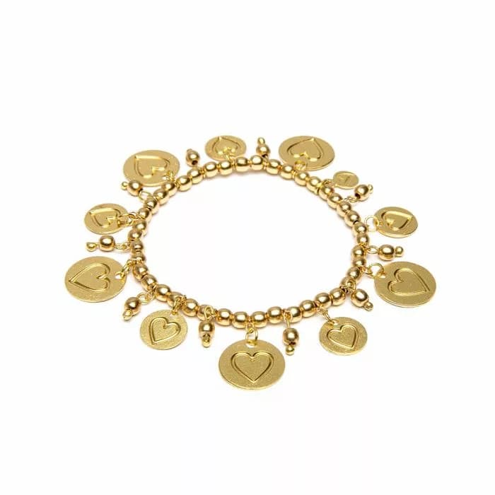 Bracciale El. Pendenti monete/cuore - 1
