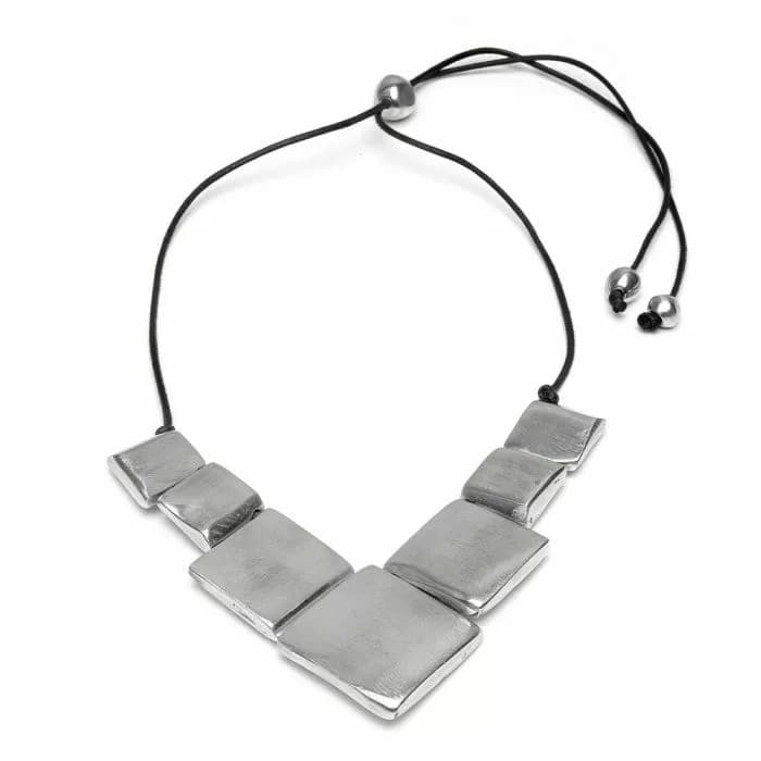 Collana filo placche quadrate - 1