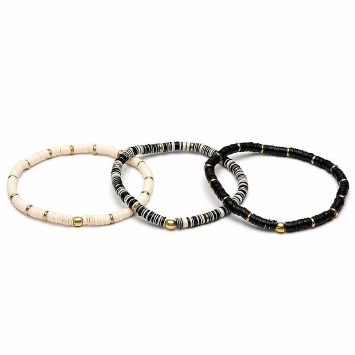 3 bracciali elastici mini paillettes - 1