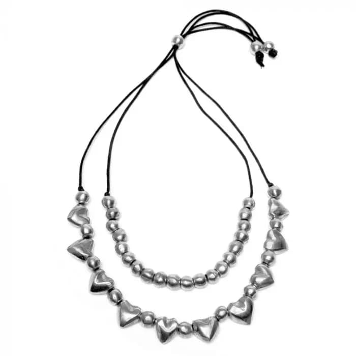 Collana 2 fili cuori e sfere - 1