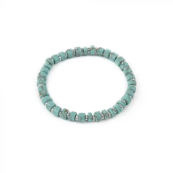 Bracciale elastico pasta pietra turchese - 1