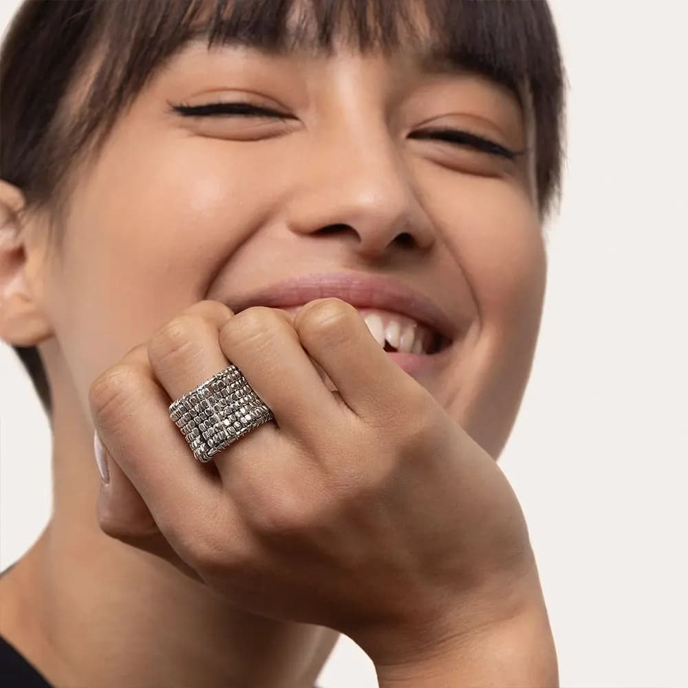 Anello fascia micro pepite - 1