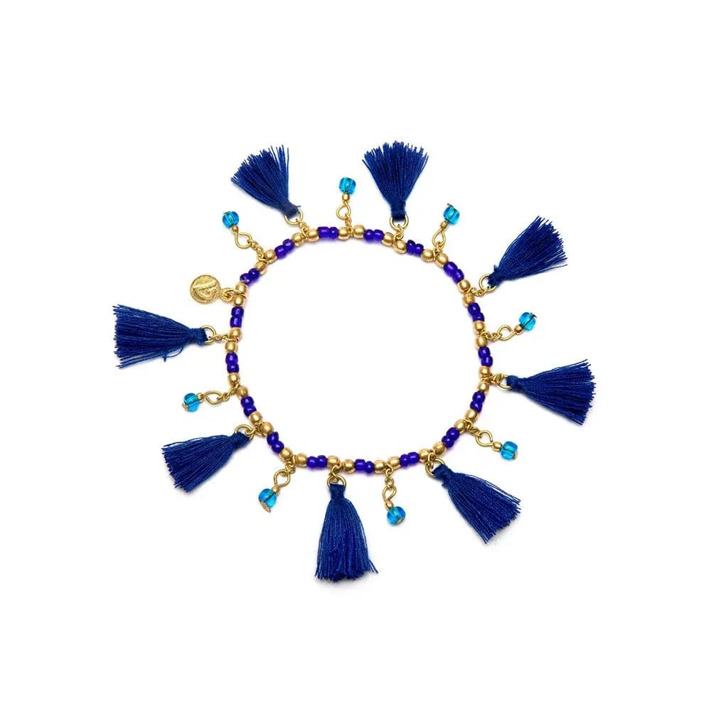 Bracciale elastico tassel e perline - 1