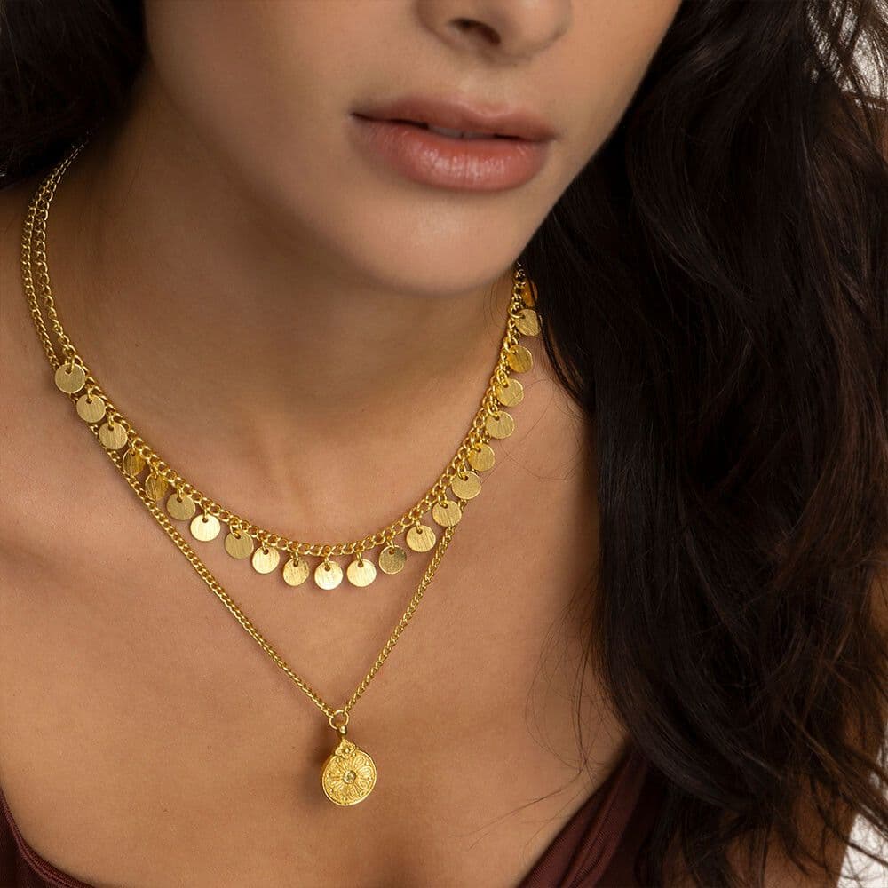 Collana due fili monete/fiore - 2