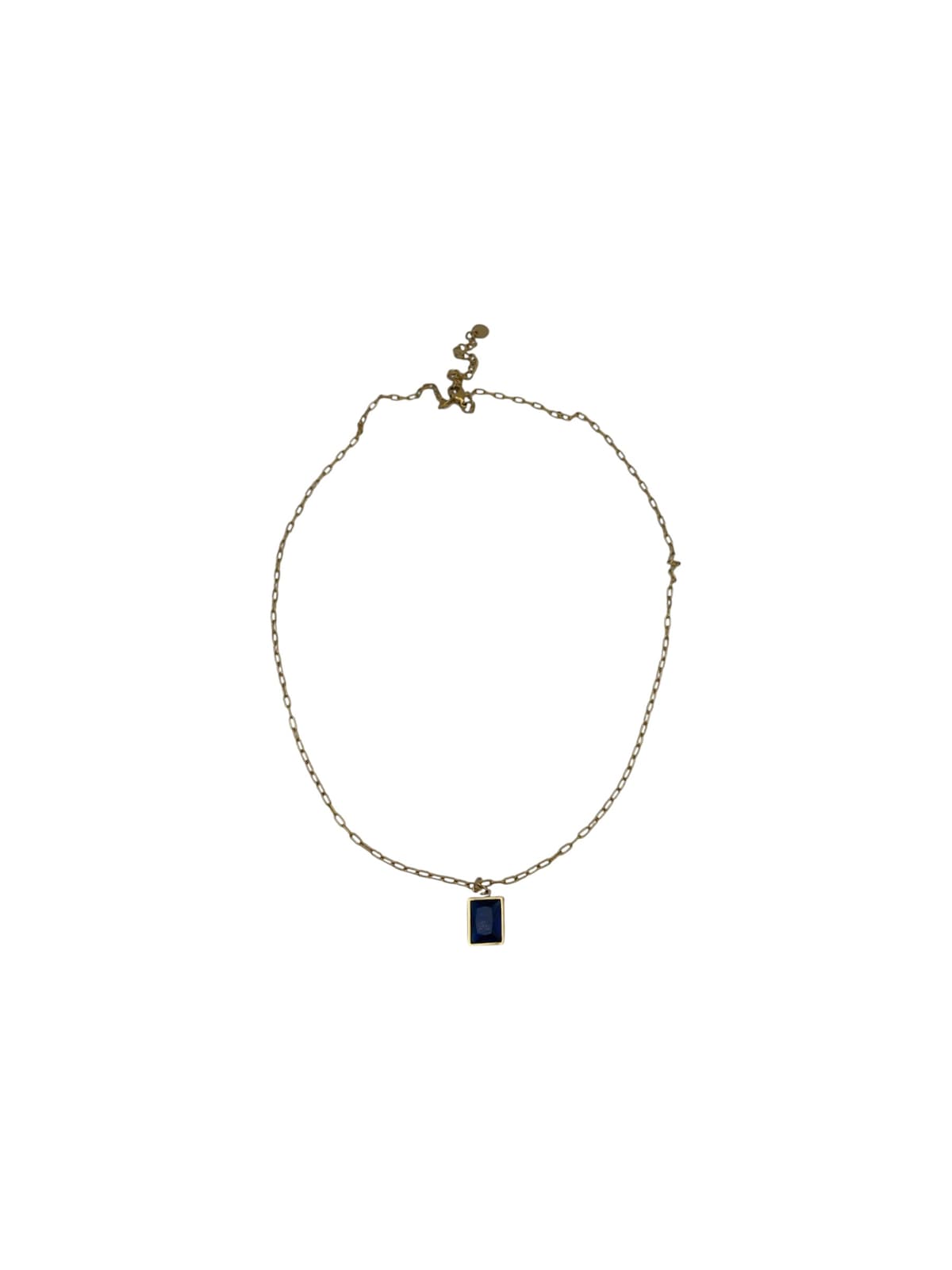 Collana gold con gemma quadrata blu - 1