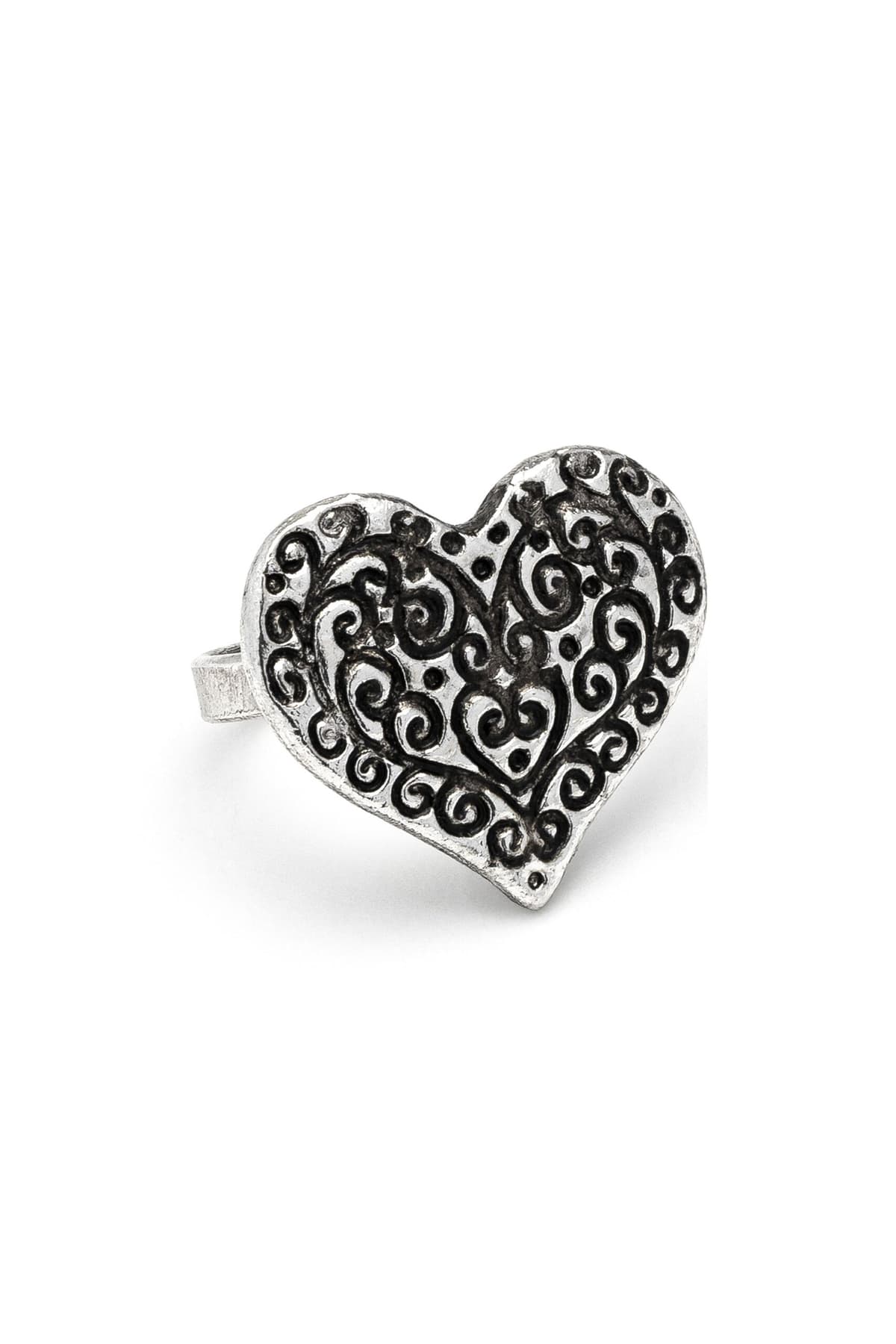 Anello fascia cuore inciso - 1