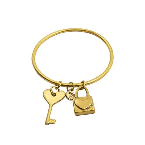 Bracciale 2 pendenti chiave e lucchetto - 1