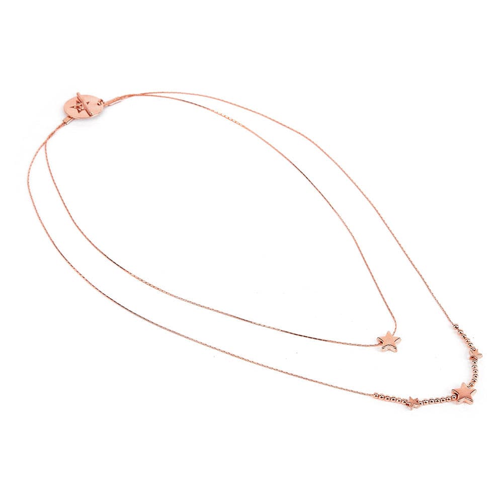 Collana due microcatene con stelle - 1