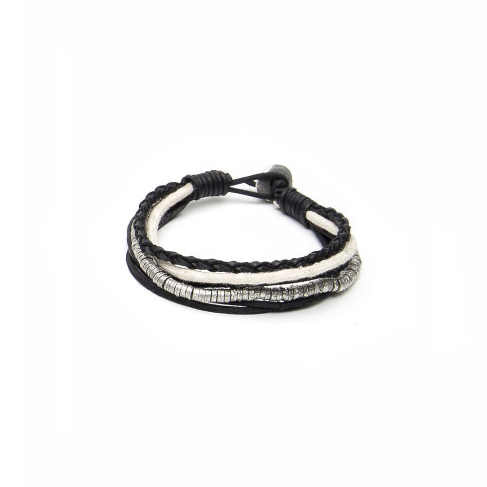 Bracciale multifilo pelle nero - 1