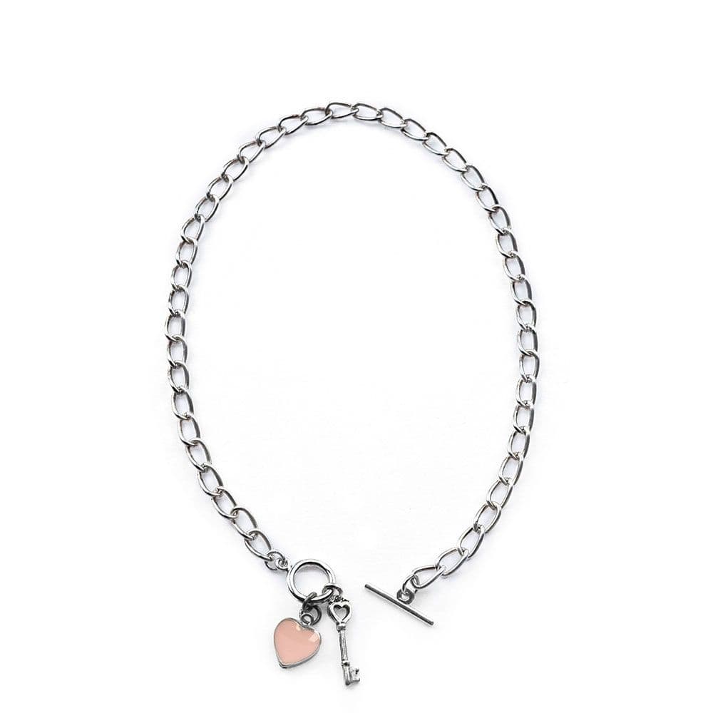 Collana catena cuore rosa - 1
