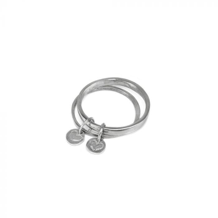 Bracciale 2 bangle ciondoli cuore - 1