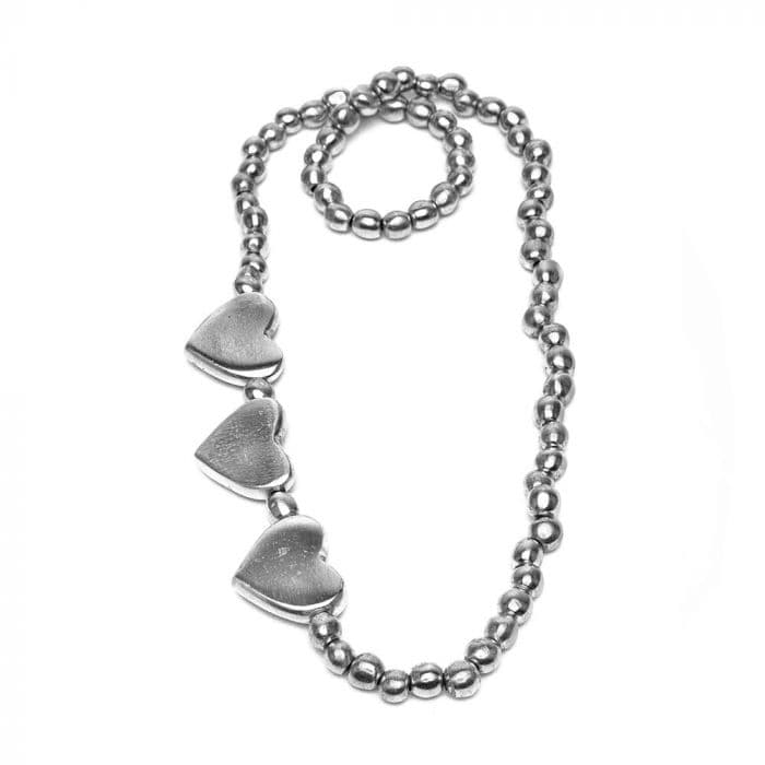 Collana lunga sfere 3 cuori - 1