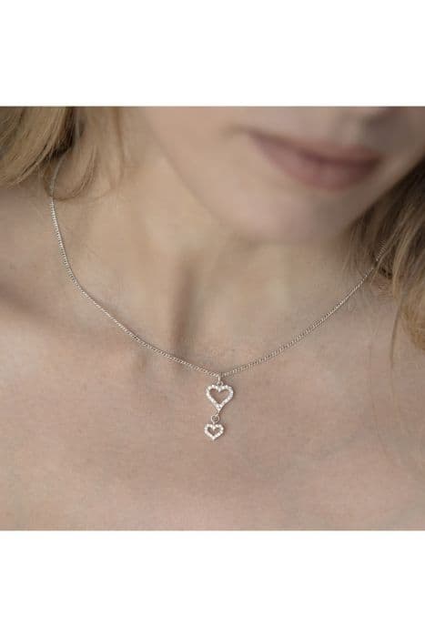 Collana silhouette cuori brillanti - 1